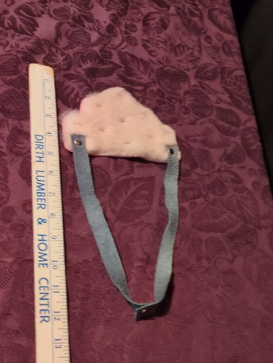 Artisan Handmade Coral Shearling Statement Necklace with Blue Leather Strap - Picture 6 of 9